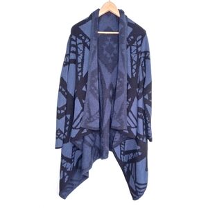 Blank NYC Aztec Print Open Front Waterfall Cardigan